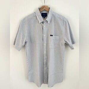 Faconnable Striped Button Down Short Sleeve Shirt Large
